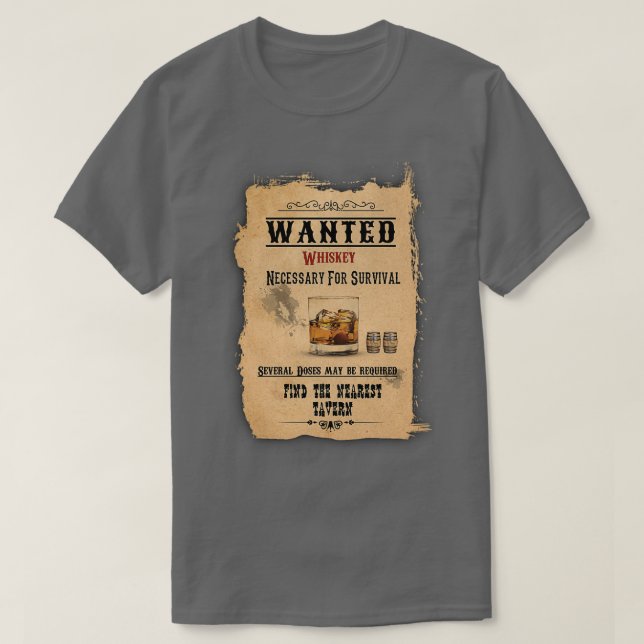 Camiseta Wanted Whiskey (Diseño del anverso)