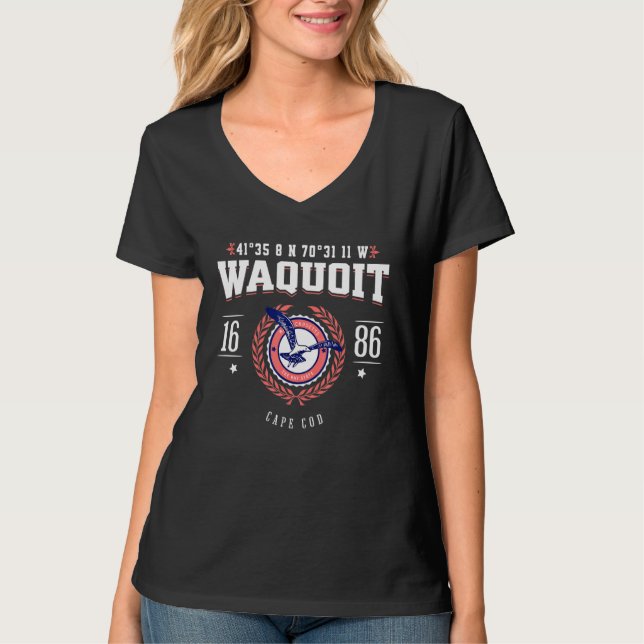 Camiseta Waquoit Massachusetts Cabo Cod MA Playa Náutica S (Anverso)