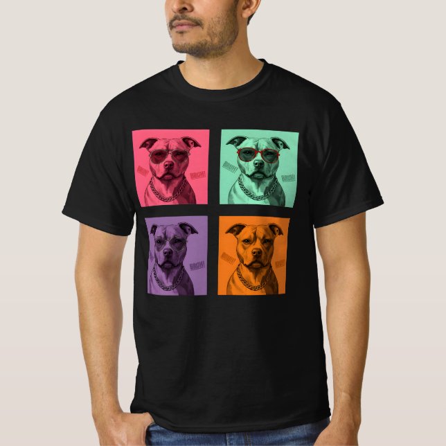 Camiseta Warhol Style Pitbull: ¡BRUH! Arte pop (Anverso)