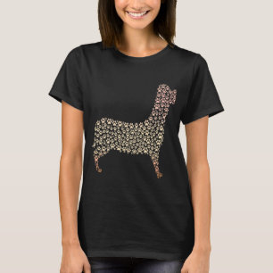 Camiseta Warm Gold Gradient Paw Print Dog Silhouette Fabric