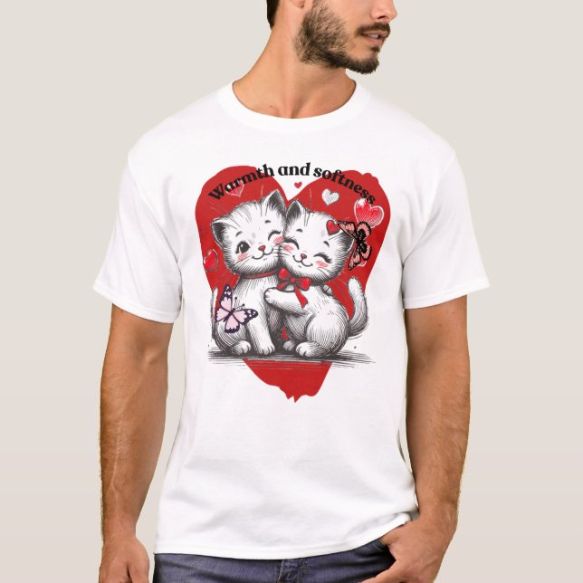 Camiseta Warm Love Cats and Butterflies Soft Art (Anverso)