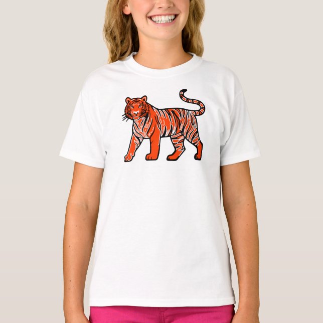 Camiseta Warm Orange Tiger Kids T-Shirt – Cute Wild Animal  (Anverso)