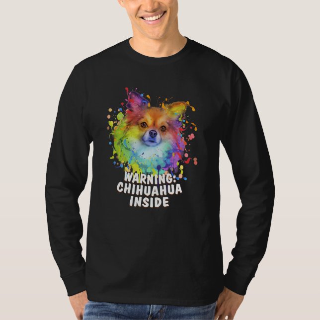 Camiseta Warning Chihuahua Inside Chiwawa Humor Toy Breed   (Anverso)