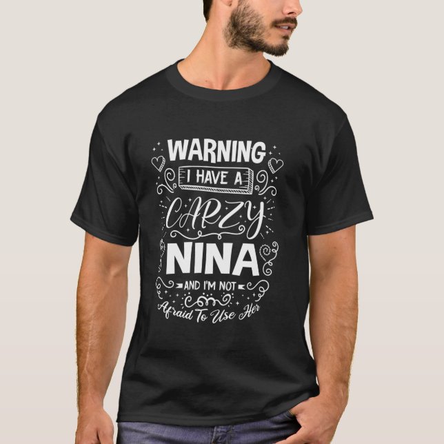 Camiseta Warning I Have A Crazy Nina Pregnancy Beby Shower (Anverso)