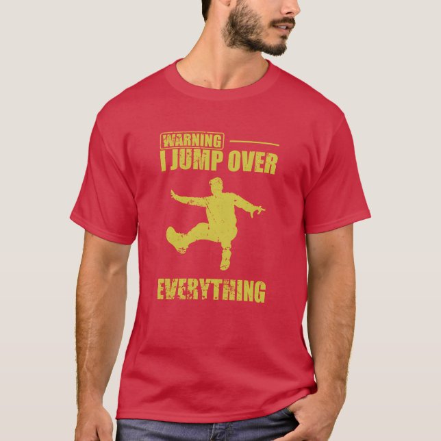 Camiseta Warning I jump over Everything Parkour Sport funny (Anverso)