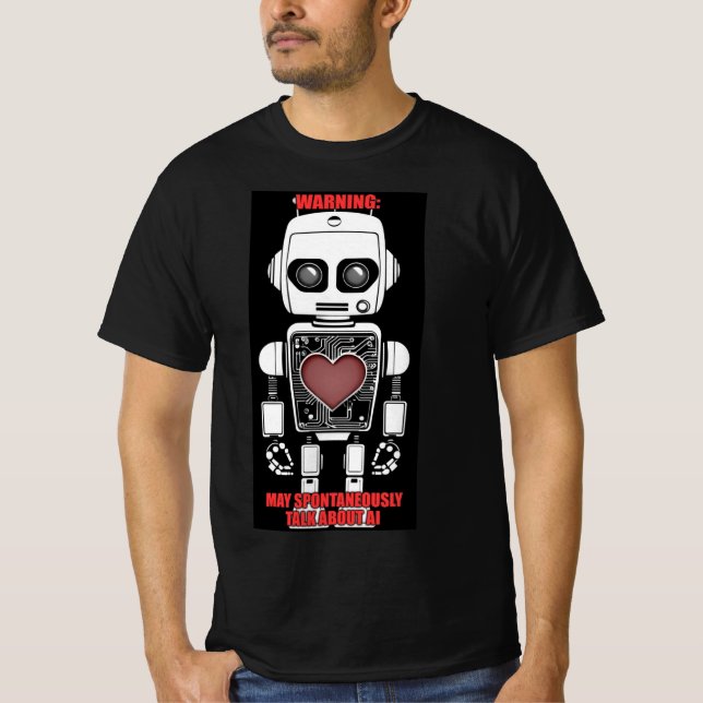 Camiseta Warning: May Talk About AI Men's Black (Anverso)