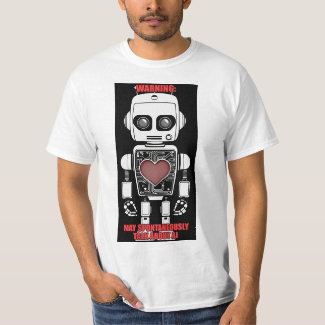 Camiseta Warning: May Talk About AI Men's White (Anverso)