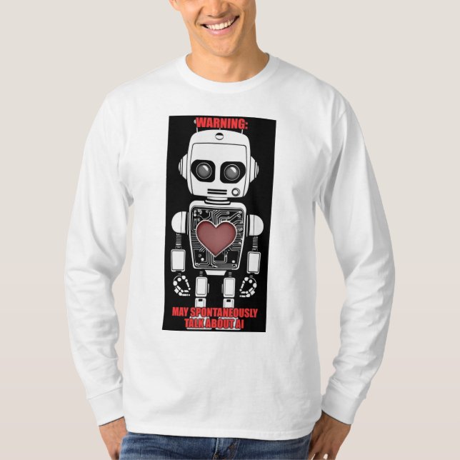 Camiseta Warning: May Talk About AI Men's White Long Sleeve (Anverso)
