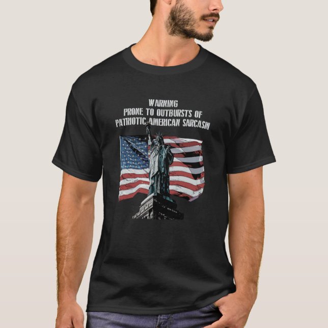 Camiseta Warning Prone to Outbursts Patriotic 4th of July P (Anverso)