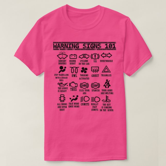 Camiseta Warning Signs 101 funny auto mechanic for men wome (Diseño del anverso)