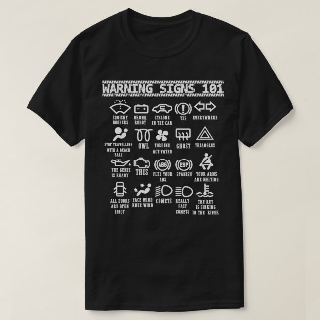 Camiseta Warning Signs 101 funny car mechanic for men women (Diseño del anverso)