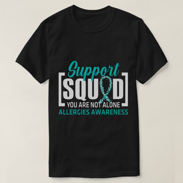 Camiseta Warrier Support Squad Allergies Awareness Feather (Diseño del anverso)