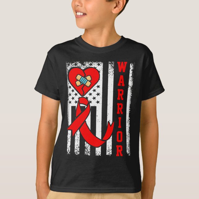 Camiseta Warrior Chd Heart Disease Awareness Red Ribbon Ame (Anverso)