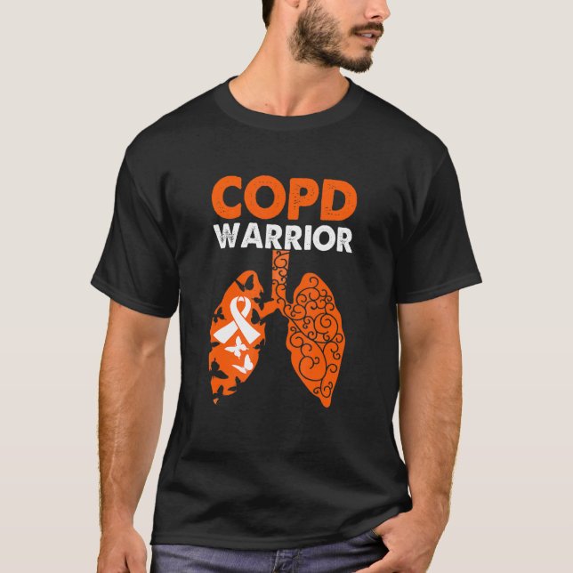 Camiseta Warrior COPD Conciencia sobre la EPOC Lung Naranja (Anverso)