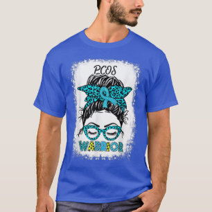 Camiseta Warrior de PCOS Messy Bun Soporte Verde azulado de