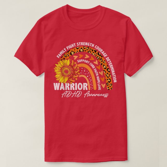 Camiseta Warrior Rainbow Naranja Ribbon Awaration (Diseño del anverso)
