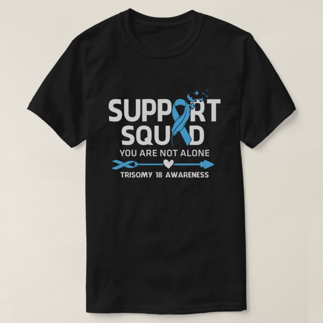 Camiseta Warrior Support Squad Trisomy 18 Feather Awareness (Diseño del anverso)