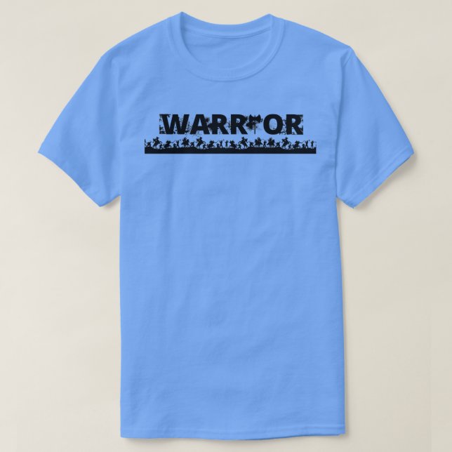 Camiseta Warror negro en blanco Diseño clásico TShirt (Diseño del anverso)