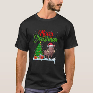 Camiseta Warthog Christmas Tree Lights Funny Xmas Warthog L