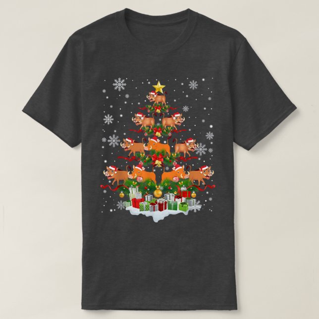 Camiseta Warthog Santa Xmas Tree ilumina la vida salvaje Ch (Diseño del anverso)