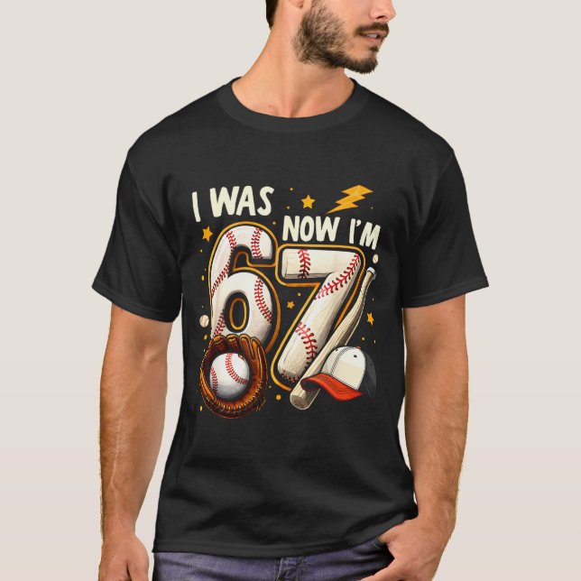 Camiseta Was 6 7 birthday boy baseball funny 6 7 meme kids (Anverso)