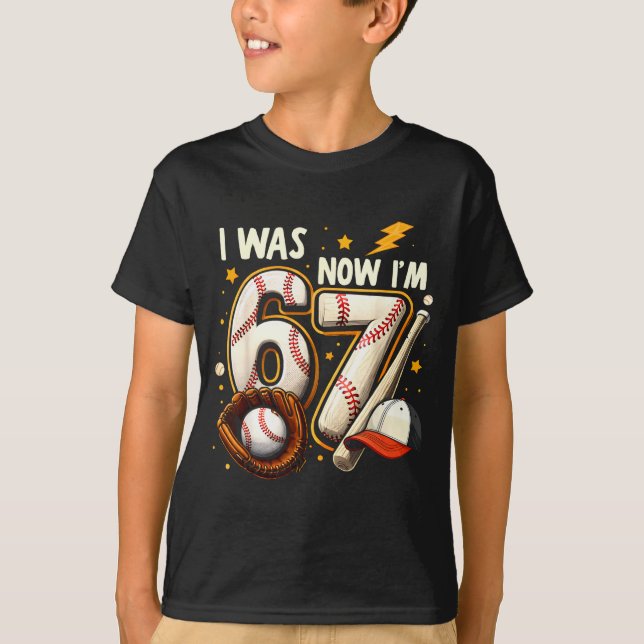Camiseta Was 6 7 birthday boy baseball funny 6 7 meme kids (Anverso)