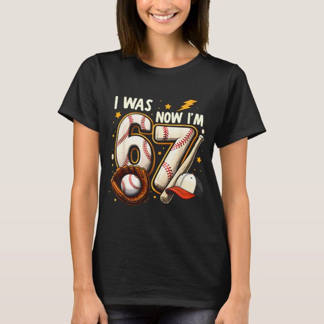 Camiseta Was 6 7 birthday boy baseball funny 6 7 meme kids (Anverso)