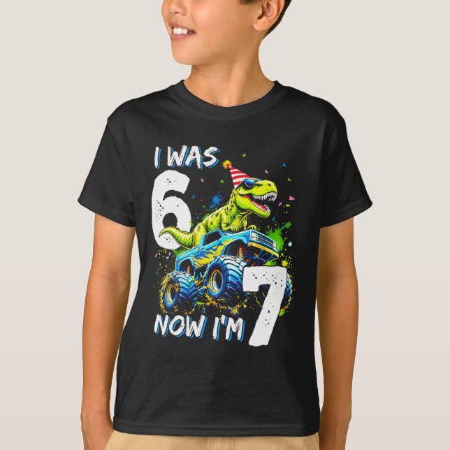 Camiseta Was 6 Now I'm 7 Year Old Birthday 67 Monster Truck (Anverso)
