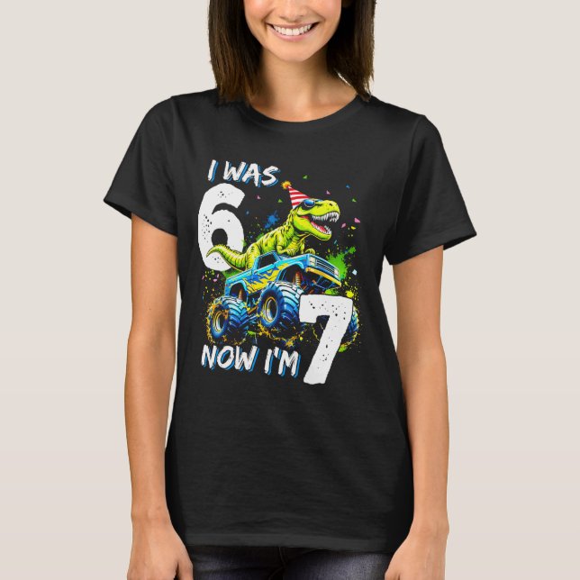 Camiseta Was 6 Now I'm 7 Year Old Birthday 67 Monster Truck (Anverso)