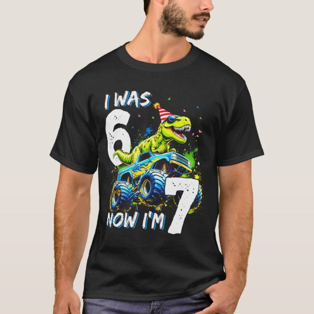 Camiseta Was 6 Now I'm 7 Year Old Birthday 67 Monster Truck (Anverso)