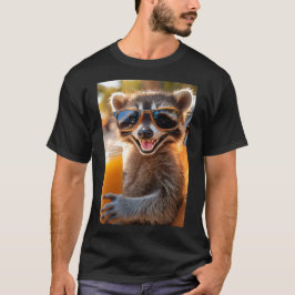 Camiseta Waschbär entspannt mit coolem Drink