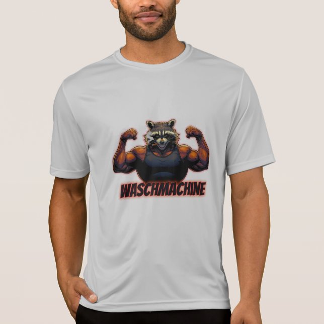 Camiseta Waschmachine – Strong Raccoon Gym Design (Anverso)