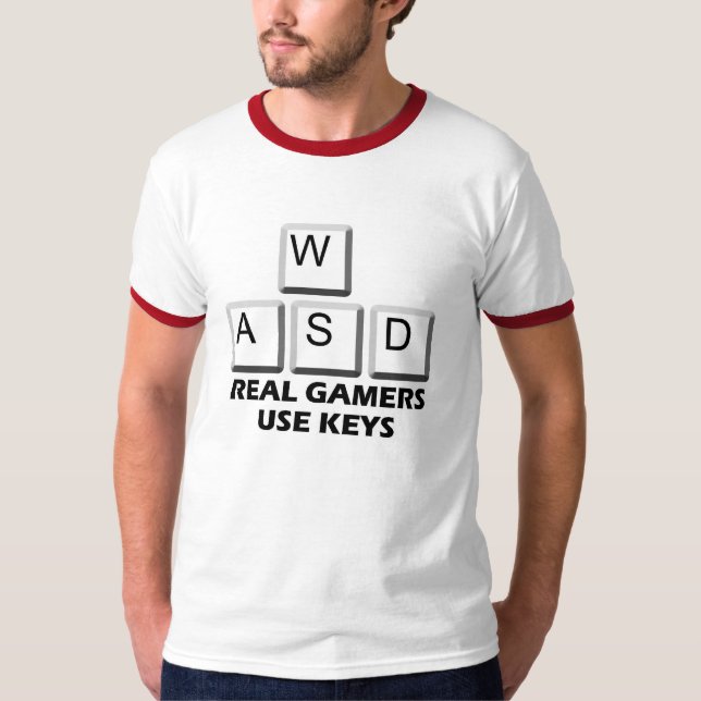 Camiseta WASD - Llaves reales del uso de los videojugadores (Anverso)