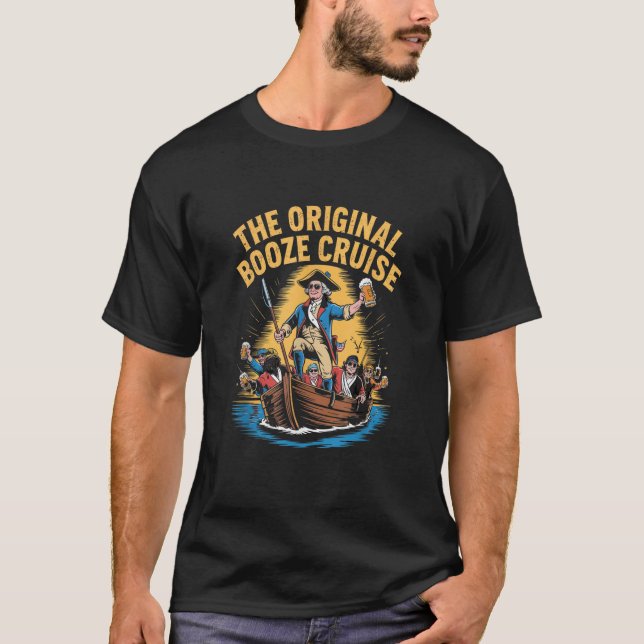 Camiseta Washington Crossing Delaware Beber el 4 de julio (Anverso)