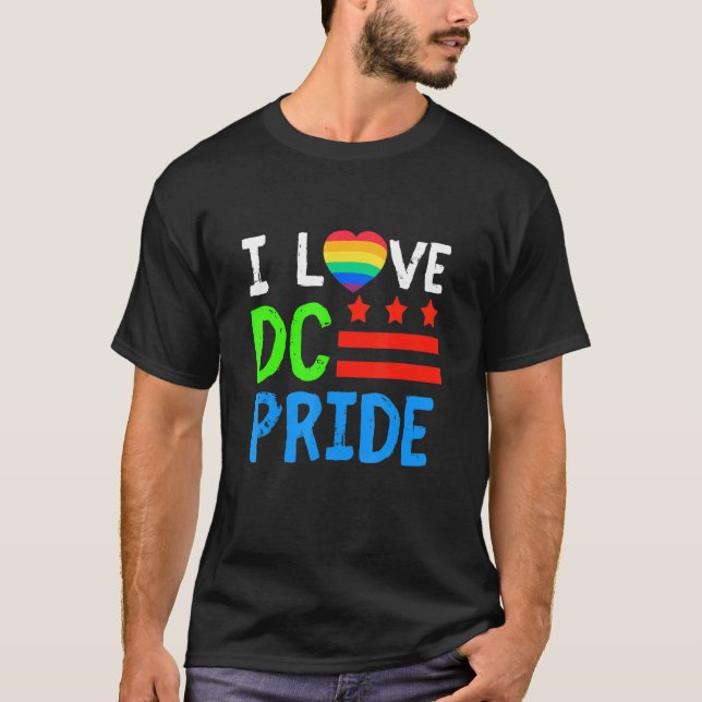 Camiseta Washington D C Orgullo Mes Arcoiris Corazón Gay Y  (Anverso)
