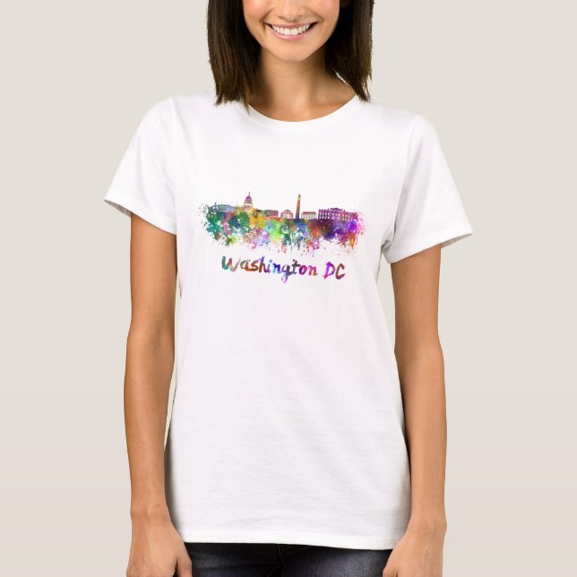 Camiseta Washington DC skyline in watercolor (Anverso)