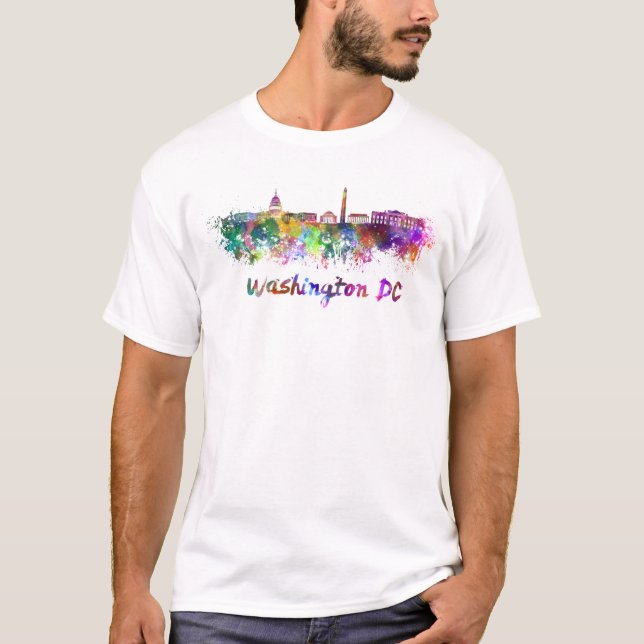 Camiseta Washington DC skyline in watercolor (Anverso)