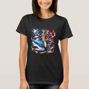 Camiseta Washington Riding Shark Funny 4 de julio Fl estado