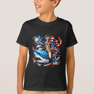Camiseta Washington Riding Shark Funny 4 de julio Fl estado