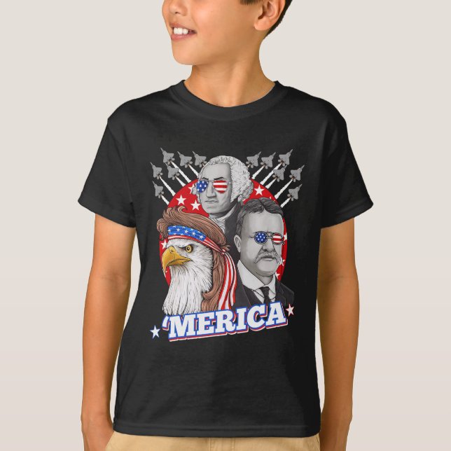 Camiseta Washington Roosevelt Bald Eagle 4 De Julio Patrio (Anverso)