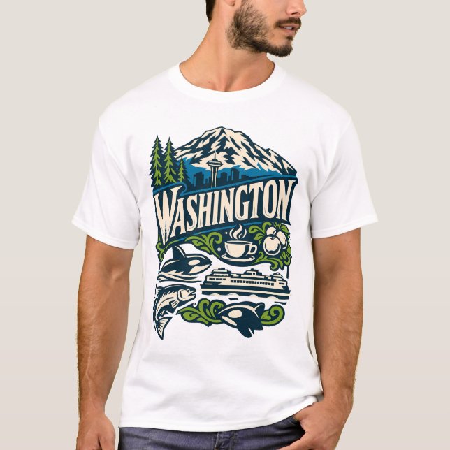 Camiseta Washington State Heritage Seattle Mount Rainier (Anverso)