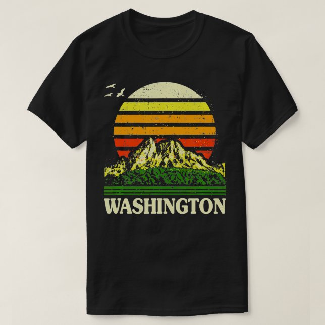 Camiseta Washington Vintage Mount Rainier Mountain Sunset S (Diseño del anverso)