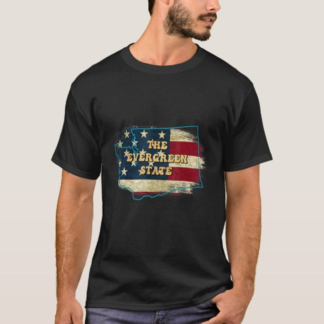 Camiseta Washington Wa Us Flag Motto (Anverso)