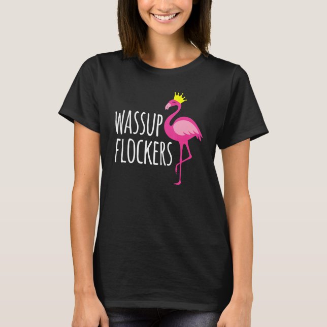 Camiseta Wassup Flockers Pink Flamingo Hipster (Anverso)