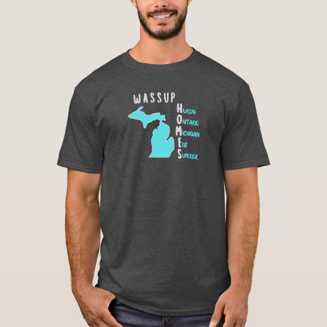 CAMISETA WASSUP HOMES? SHIRT W MICHIGAN MAP AND LAKES (Anverso)