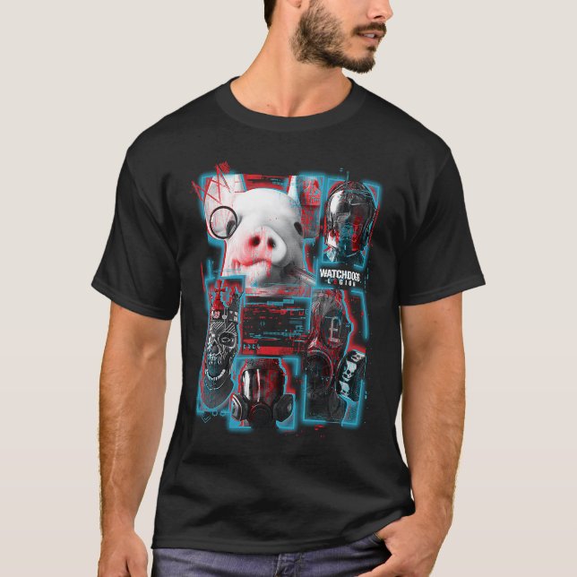 Camiseta Watch Dogs Legion Glitchy Mask Panels (Anverso)