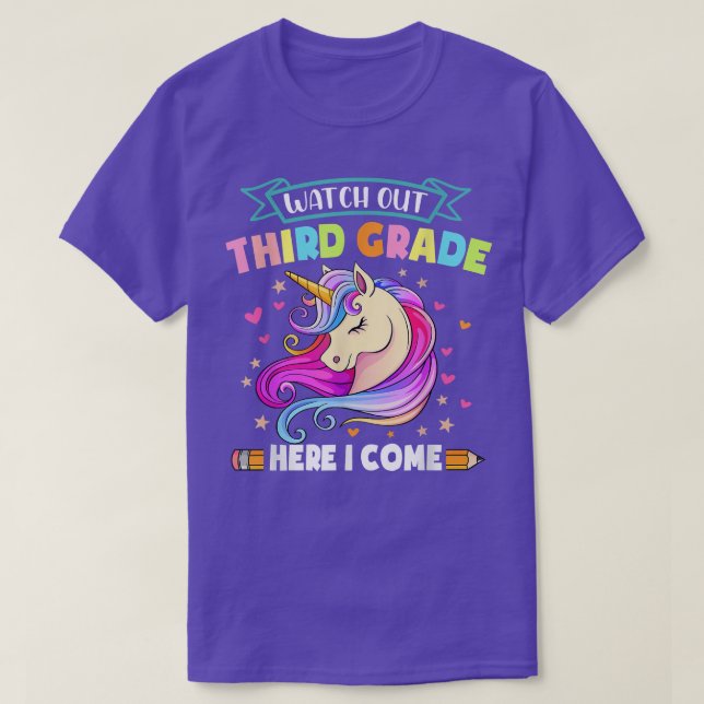 Camiseta Watch Out 3rd Grade Here I Come Cute Back To Schoo (Diseño del anverso)