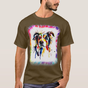 Camiseta Water-color Border Collie Dog, Boy Girl Tie Dye Bl