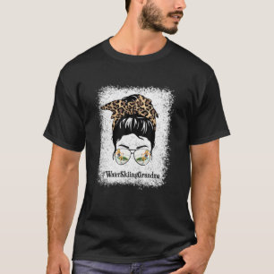 Camiseta Water Skiing Grandma Messy Hair Bun Leopard Mother