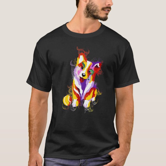 Camiseta Water Splash Art lindo Perro Corgi Premium (Anverso)